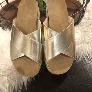 Gold wedge sandals size 7.5